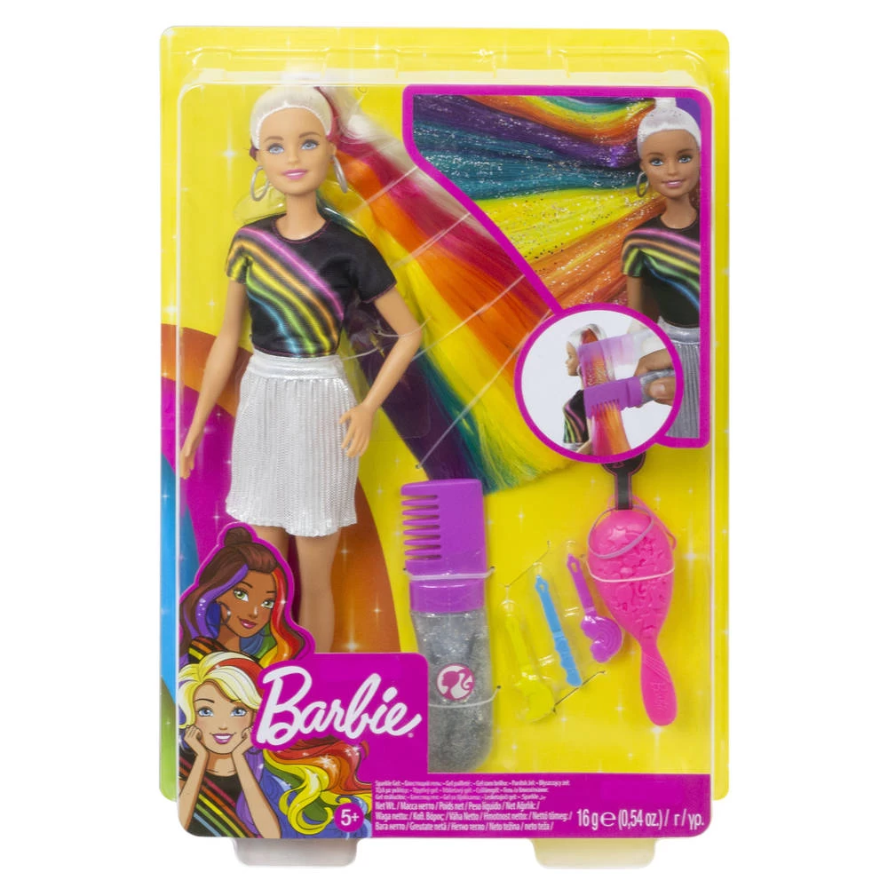 Barbie Mannequinpop Regenboog Glitterhaar 4 Barbie Mannequinpop Regenboog Glitterhaar - Afbeelding 2