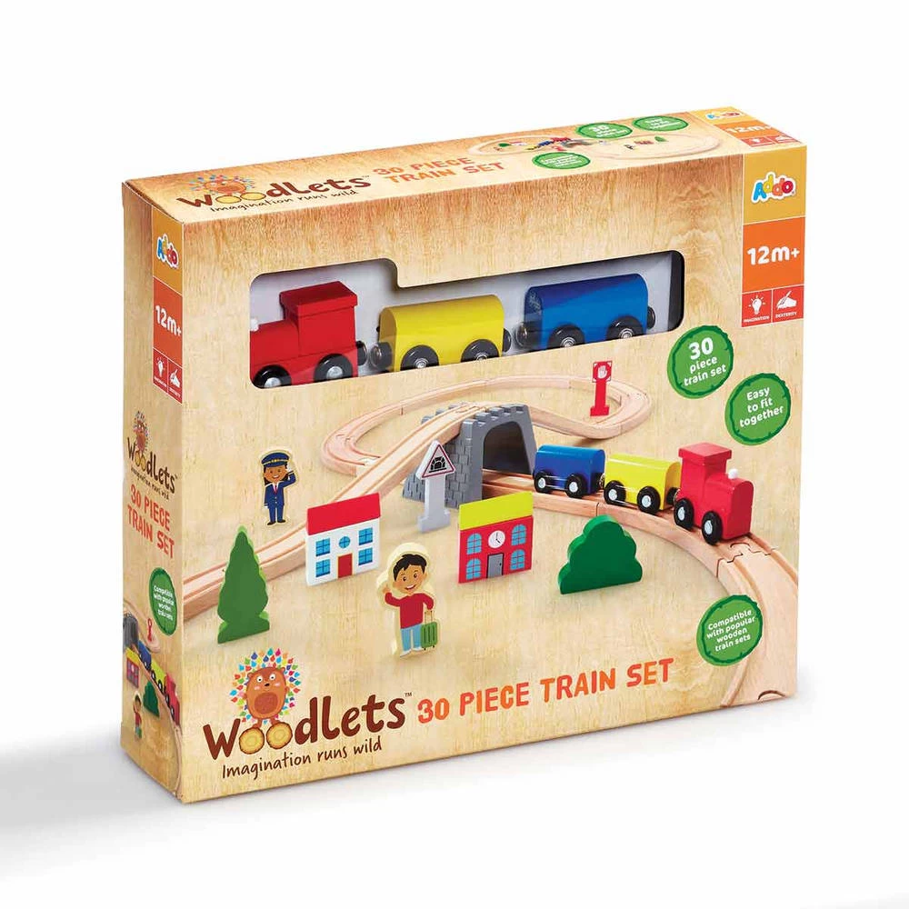 Woodlets Houten Treinset 30-delig 4 Woodlets Houten Treinset 30-delig - Afbeelding 2