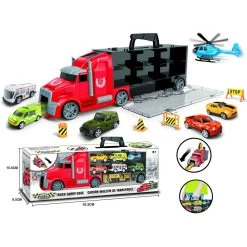 No Brand Vrachtwagen Met 5 Auto's + 1 Helikopter -Speelgoed 1982609 d07219b9