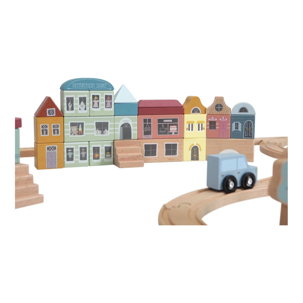 Little Dutch Little Railway Collection Blokkenstad 50-delig 4 Little Dutch Little Railway Collection Blokkenstad 50-delig - Afbeelding 2