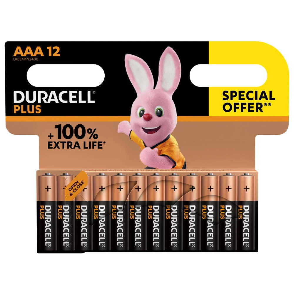Duracell Alka Plus AAA-batterijen Set 12-delig 3 Duracell Alka Plus AAA-batterijen Set 12-delig