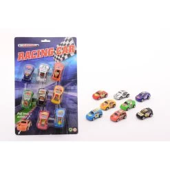 Johntoy Action Racing Pull Back Auto's Op Kaart - 8 Stuks